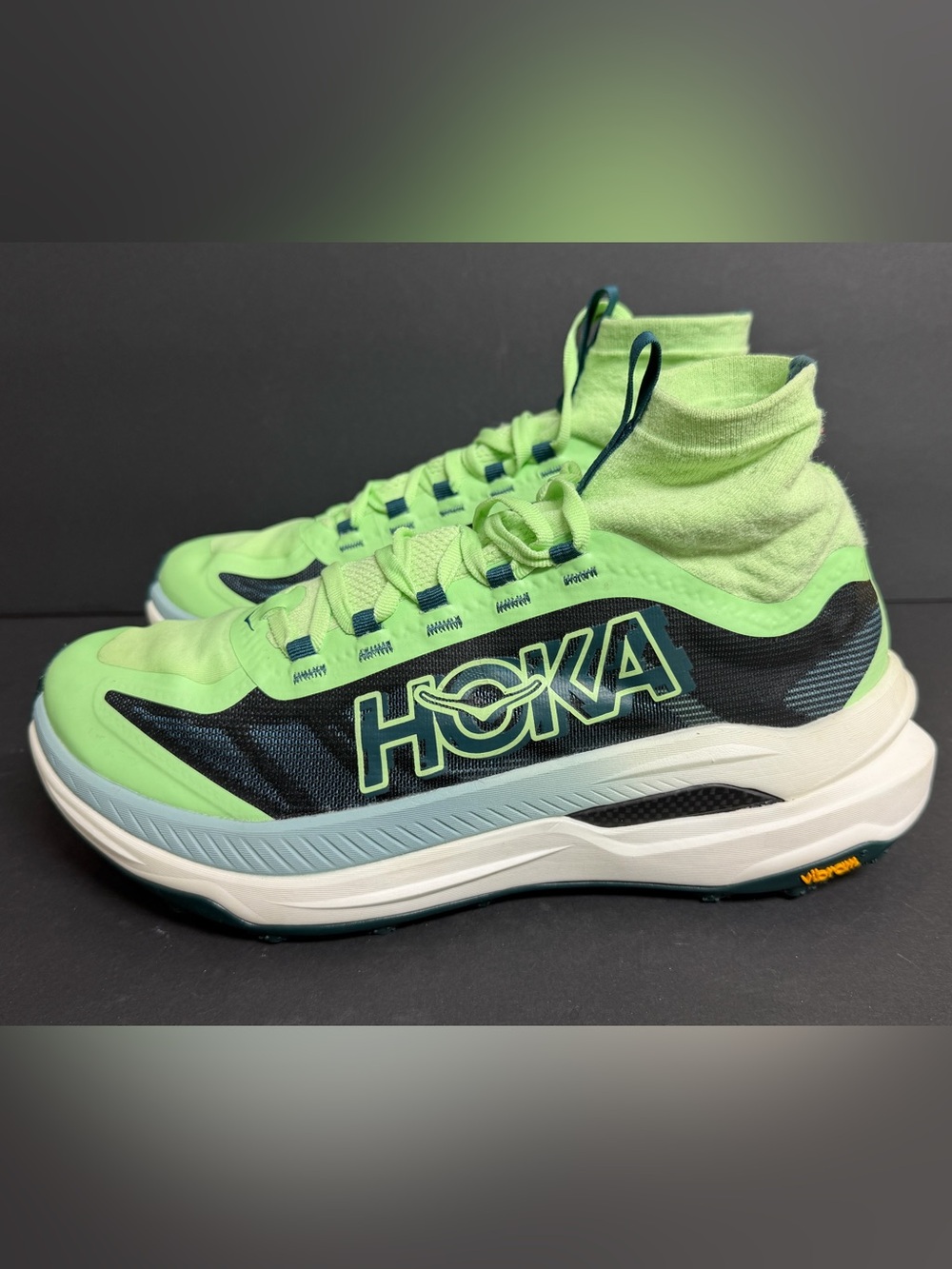 HOKA TECTON X 3 1155112 TTW Tart Apple/Blue Twilight Men Trail Running Shoes 9D